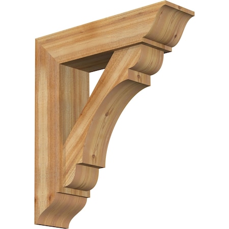 Ekena Millwork Olympic Traditional Rough Sawn Bracket w/ Offset Brace, Western Red Cedar, 8"W x 30"D x 34"H BKT0806X30X34OLY01RWR
